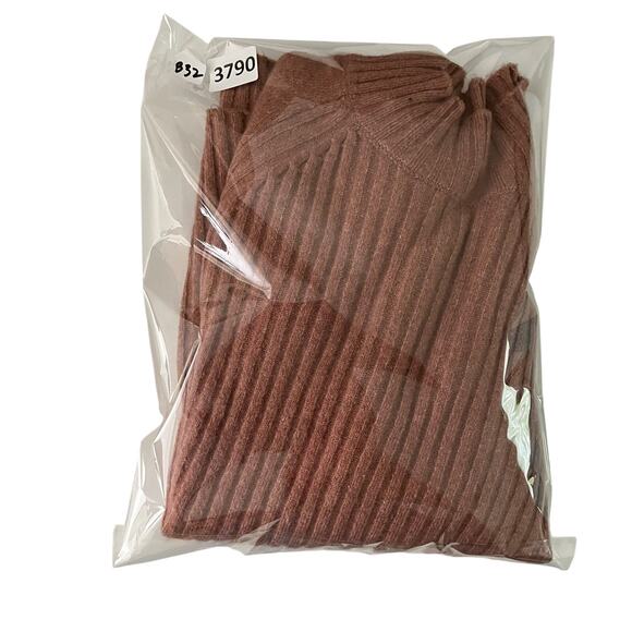 Becool Sweater Womens S/M‎ Pink Orange Mock Neck Shaker Ribbed Knit LS Classic - Picture 8 of 8